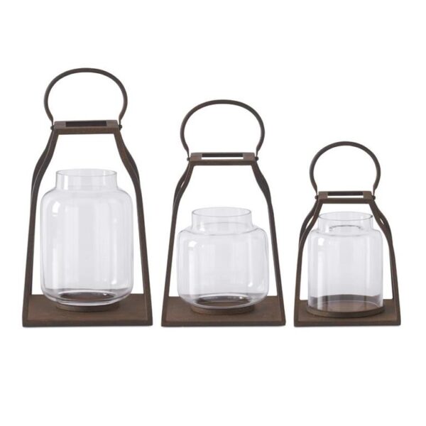 Lantern w/Bronze Finish and Glass